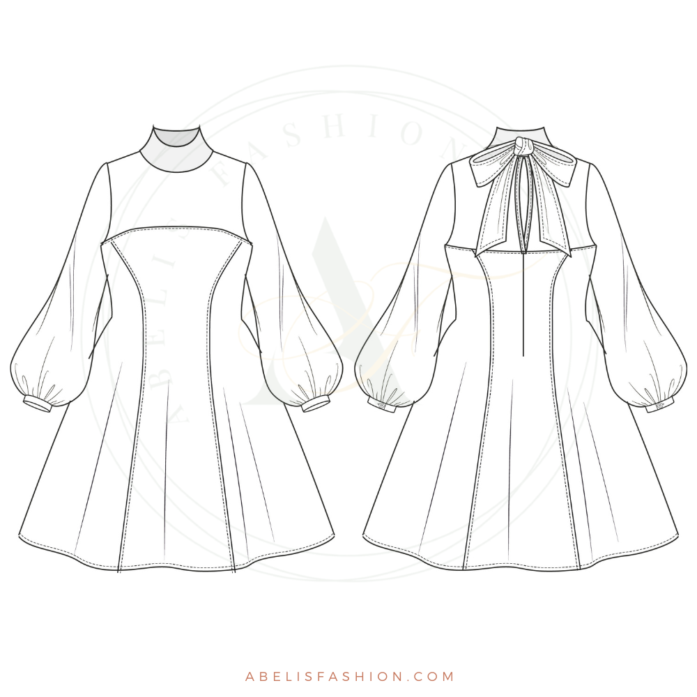 Princess seam midi dress pattern- Abelis fashion