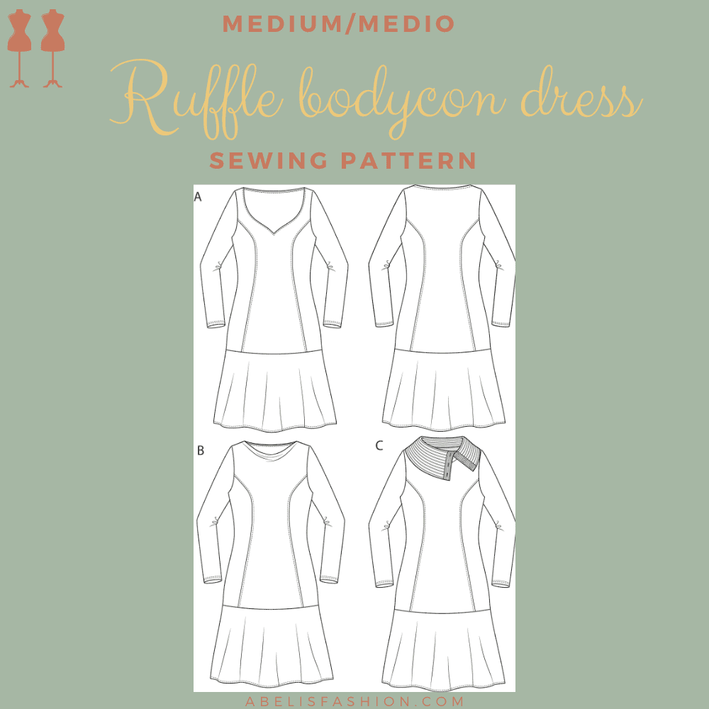 Deep V neck dress pattern - Abelis fashion